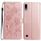 For Samsung Galaxy A10 / M10 Rose Flower Embossing Pattern Leather Phone Case(Rose Gold) - 1
