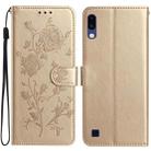 For Samsung Galaxy A10 / M10 Rose Flower Embossing Pattern Leather Phone Case(Gold) - 1