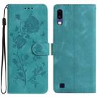For Samsung Galaxy A10 / M10 Rose Flower Embossing Pattern Leather Phone Case(Green) - 1