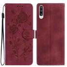 For Samsung Galaxy A10 / M10 Rose Flower Embossing Pattern Leather Phone Case(Red) - 1