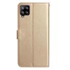 For Samsung Galaxy A12 Rose Flower Embossing Pattern Leather Phone Case(Gold) - 3