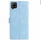 For Samsung Galaxy A12 Rose Flower Embossing Pattern Leather Phone Case(Sky Blue) - 3