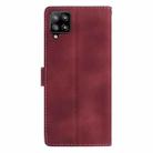 For Samsung Galaxy A12 Rose Flower Embossing Pattern Leather Phone Case(Red) - 3