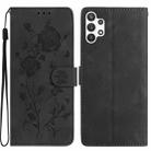 For Samsung Galaxy A13 4G Rose Flower Embossing Pattern Leather Phone Case(Black) - 1