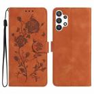 For Samsung Galaxy A13 4G Rose Flower Embossing Pattern Leather Phone Case(Brown) - 1
