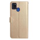 For Samsung Galaxy A21S Rose Flower Embossing Pattern Leather Phone Case(Gold) - 3