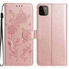 For Samsung Galaxy A22 5G Rose Flower Embossing Pattern Leather Phone Case(Rose Gold) - 1