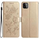 For Samsung Galaxy A22 5G Rose Flower Embossing Pattern Leather Phone Case(Gold) - 1