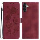 For Samsung Galaxy A26 Rose Flower Embossing Pattern Leather Phone Case(Red) - 1