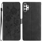 For Samsung Galaxy A32 Rose Flower Embossing Pattern Leather Phone Case(Black) - 1