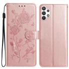 For Samsung Galaxy A32 5G Rose Flower Embossing Pattern Leather Phone Case(Rose Gold) - 1