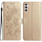 For Samsung Galaxy A34 Rose Flower Embossing Pattern Leather Phone Case(Gold) - 1