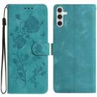 For Samsung Galaxy A34 Rose Flower Embossing Pattern Leather Phone Case(Green) - 1