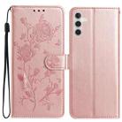 For Samsung Galaxy A36 Rose Flower Embossing Pattern Leather Phone Case(Rose Gold) - 1