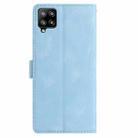 For Samsung Galaxy A42 Rose Flower Embossing Pattern Leather Phone Case(Sky Blue) - 3