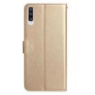 For Samsung Galaxy A50 Rose Flower Embossing Pattern Leather Phone Case(Gold) - 3