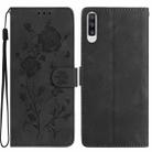 For Samsung Galaxy A50 Rose Flower Embossing Pattern Leather Phone Case(Black) - 1