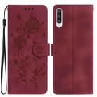 For Samsung Galaxy A50 Rose Flower Embossing Pattern Leather Phone Case(Red) - 1