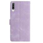 For Samsung Galaxy A50 Rose Flower Embossing Pattern Leather Phone Case(Light Purple) - 3