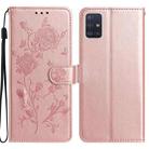 For Samsung Galaxy A51 Rose Flower Embossing Pattern Leather Phone Case(Rose Gold) - 1