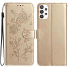 For Samsung Galaxy A72 Rose Flower Embossing Pattern Leather Phone Case(Gold) - 1