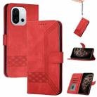 For OnePlus 13T Cubic Skin Feel Flip Leather Phone Case(Red) - 1