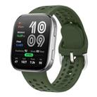 For Amazfit Bip 6 Silver Buckle Solid Color Silicone Watch Band(Army Green) - 1