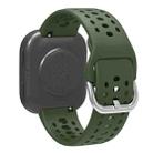 For Amazfit Bip 6 Silver Buckle Solid Color Silicone Watch Band(Army Green) - 2