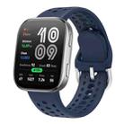 For Amazfit Bip 6 Silver Buckle Solid Color Silicone Watch Band(Ink Blue) - 1