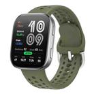 For Amazfit Bip 6 Silver Buckle Solid Color Silicone Watch Band(Dark Green) - 1