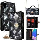For Samsung Galaxy F06 5G Crossbody Handle Snake Texture Leather Phone Case(Black) - 1