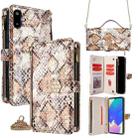 For Samsung Galaxy F06 5G Crossbody Handle Snake Texture Leather Phone Case(White) - 1