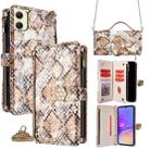 For Samsung Galaxy A05 4G Crossbody Handle Snake Texture Leather Phone Case(White) - 1