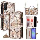 For Samsung Galaxy A36 5G Crossbody Handle Snake Texture Leather Phone Case(White) - 1