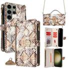 For Samsung Galaxy S23 Ultra 5G Crossbody Handle Snake Texture Leather Phone Case(White) - 1