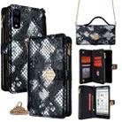 For Sharp Basio Active3 Crossbody Handle Snake Texture Leather Phone Case(Black) - 1
