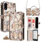 For Sharp Basio Active3 Crossbody Handle Snake Texture Leather Phone Case(White) - 1