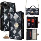 For Sharp Aquos R10 Crossbody Handle Snake Texture Leather Phone Case(Black) - 1