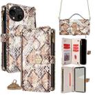 For Sharp Aquos R10 Crossbody Handle Snake Texture Leather Phone Case(White) - 1