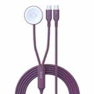 1-To-2 Type-C to Type-C Charging Cable Watch Wireless Charger for Apple Watch Series(Purple) - 1