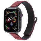 For Apple Watch 42mm / 41mm / 40mm / 38mm Slim I-shaped Magnetic Silicone Watch Band(Black+Wine Red Black) - 1