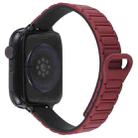 For Apple Watch 42mm / 41mm / 40mm / 38mm Slim I-shaped Magnetic Silicone Watch Band(Black+Wine Red Black) - 2