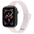 For Apple Watch 42mm / 41mm / 40mm / 38mm Slim I-shaped Magnetic Silicone Watch Band(Silver+Pink Starlight) - 1