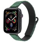 For Apple Watch 46mm / 49mm / 45mm / 44mm Slim I-shaped Magnetic Silicone Watch Band(Black+Green Black) - 1