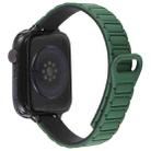 For Apple Watch 46mm / 49mm / 45mm / 44mm Slim I-shaped Magnetic Silicone Watch Band(Black+Green Black) - 2