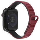 For Apple Watch 46mm / 49mm / 45mm / 44mm Slim I-shaped Magnetic Silicone Watch Band(Black+Wine Red Black) - 2