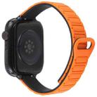 For Apple Watch 46mm / 49mm / 45mm / 44mm Slim I-shaped Magnetic Silicone Watch Band(Black+Orange Black) - 2
