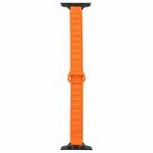 For Apple Watch 46mm / 49mm / 45mm / 44mm Slim I-shaped Magnetic Silicone Watch Band(Black+Orange Black) - 3