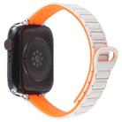 For Apple Watch 46mm / 49mm / 45mm / 44mm Slim I-shaped Magnetic Silicone Watch Band(Silver+Starlight Orange) - 2