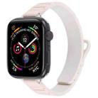 For Apple Watch 46mm / 49mm / 45mm / 44mm Slim I-shaped Magnetic Silicone Watch Band(Silver+Pink Starlight) - 1